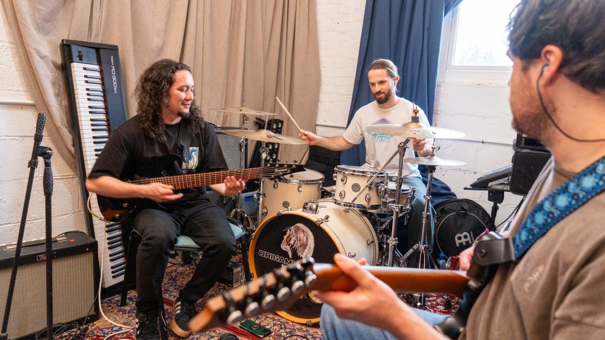 Band practice in the studio 